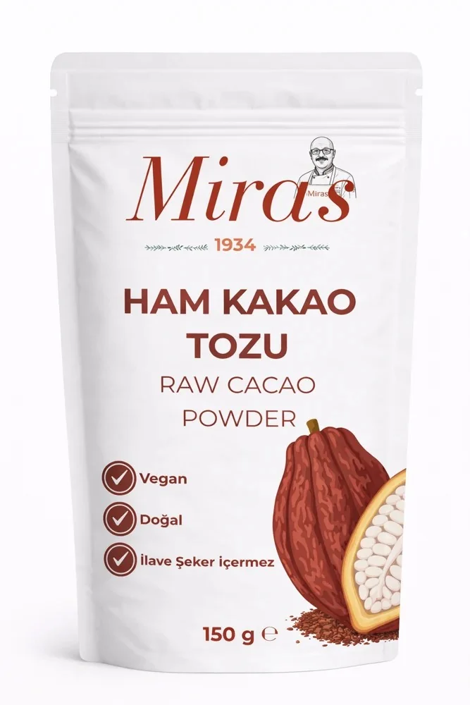 Miras 1934 Ham Kakao Tozu 150 g ambalajı